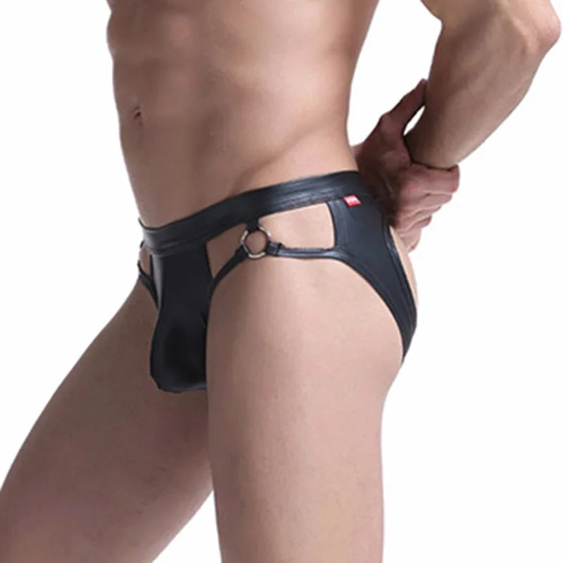 Men's Faux Leather Jockstrap String - Erotic and Bold Style