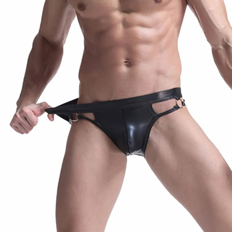 Men's Faux Leather Jockstrap String - Erotic and Bold Style