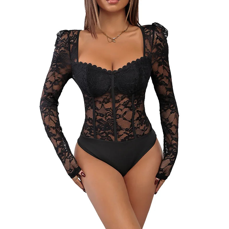 Black Lace Bodysuit - Elegance &amp; Seduction