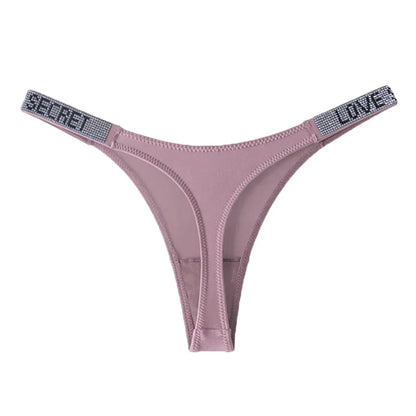 Sexy Satin Strings with Rhinestone Belt "LOVE" - 11 Colors Available