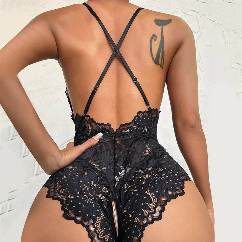 Black Lace Bodysuit - Elegance and Seduction