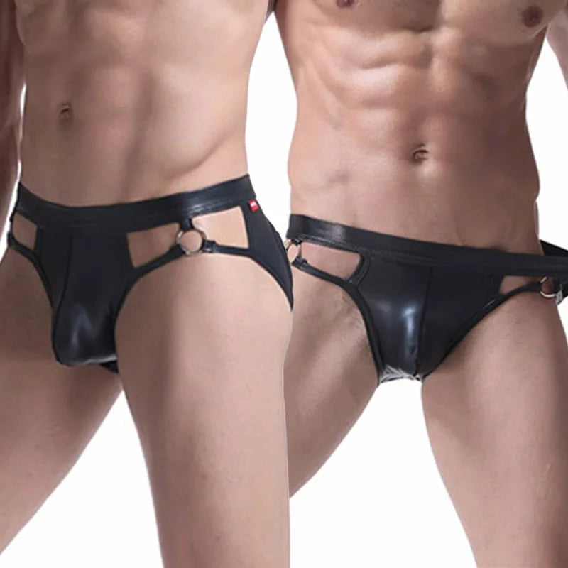 Men's Faux Leather Jockstrap String - Erotic and Bold Style