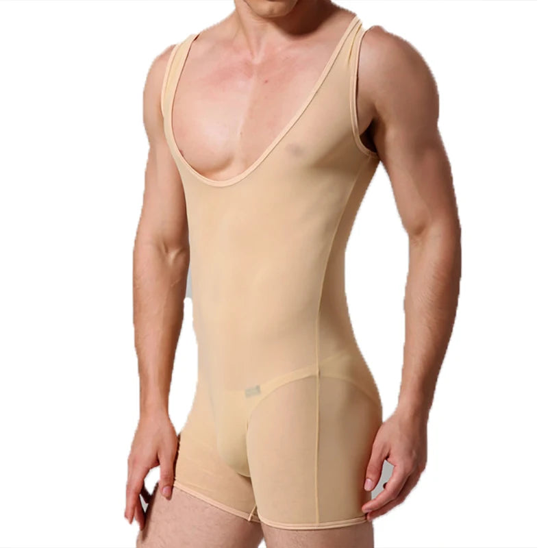 Combinaison Transparente Ultra-Sexy pour Homme – Kaki, Noir & Blanc