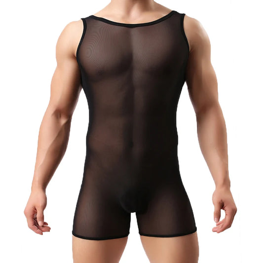 Combinaison Transparente Ultra-Sexy pour Homme – Kaki, Noir & Blanc