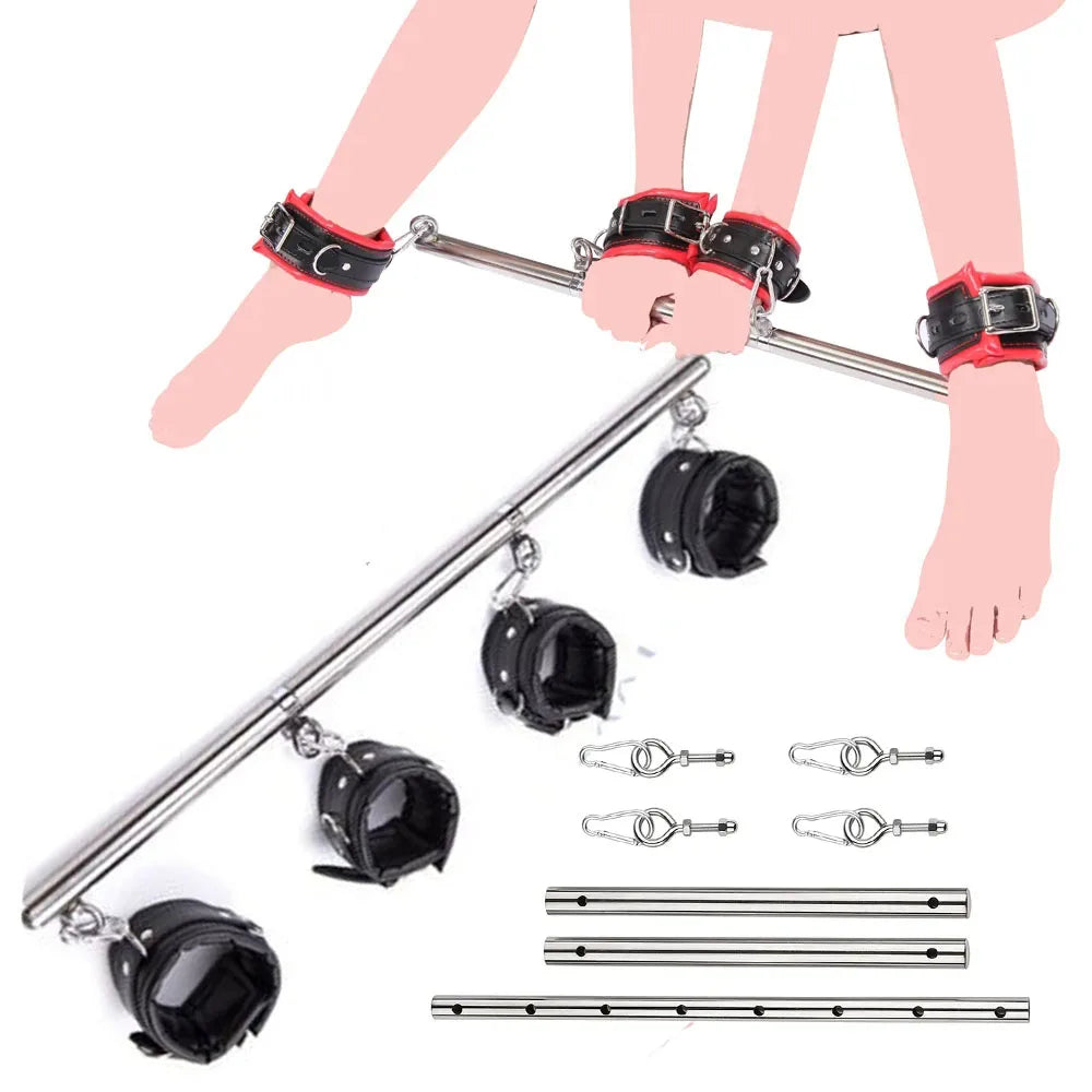 Adjustable Spreader Bar with Leather Handcuffs - Premium Quality