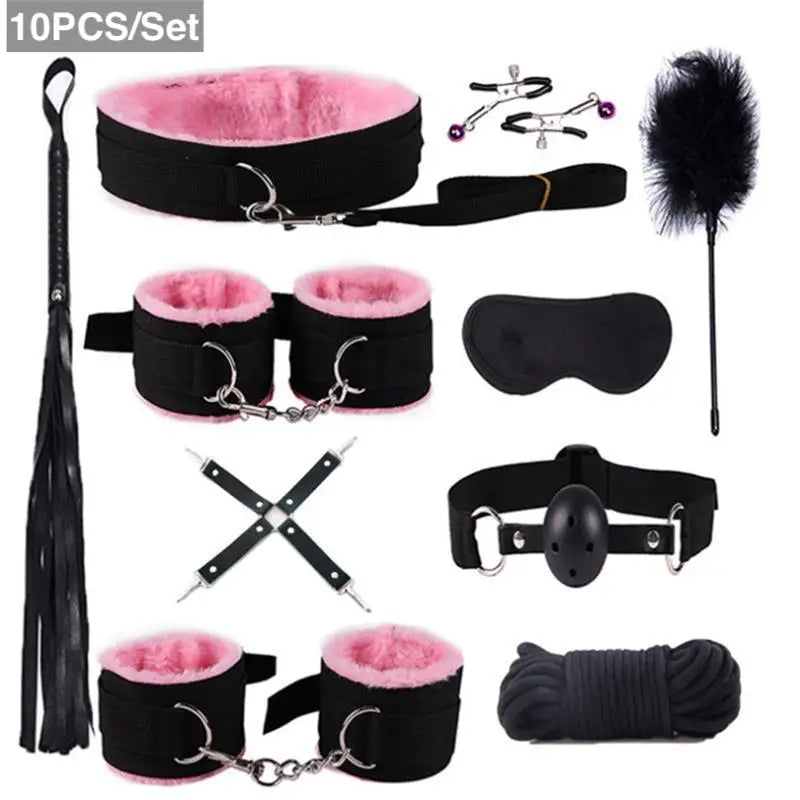 10 Piece Bondage Kit - Available in 4 Stylish Colors