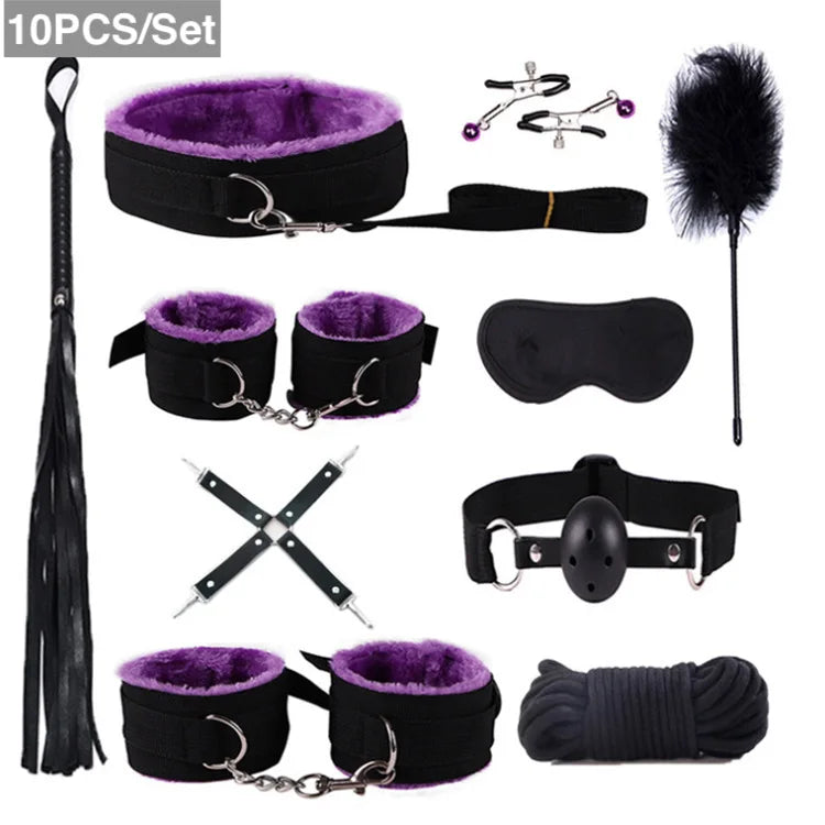 10 Piece Bondage Kit - Available in 4 Stylish Colors