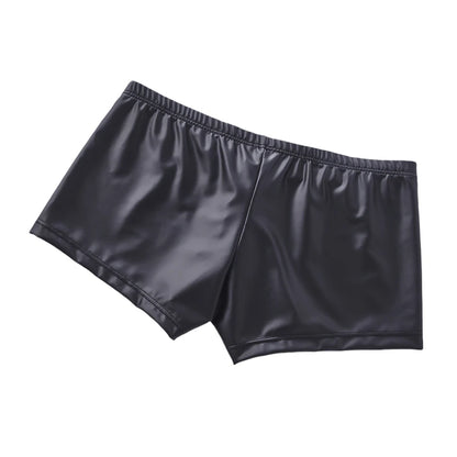 Men's Faux Leather Boxer Shorts with Zipper - Sizes S to XL