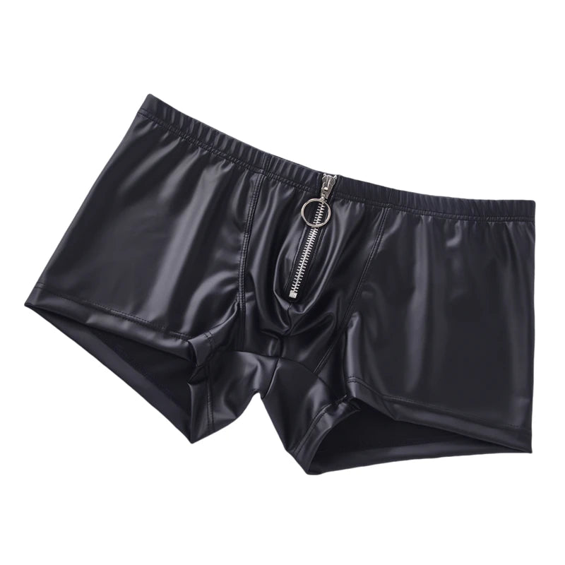 Boxer Homme en Similicuir avec Fermeture Éclair – Tailles S à XL